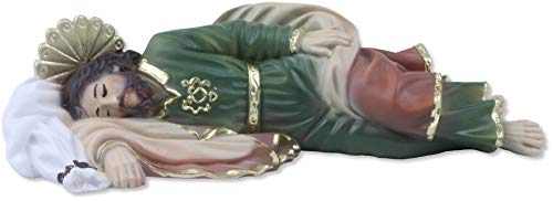 Proposte Religiose Estatua de San José durmiente en Resina. 14 cm de largo. Pintado a mano.